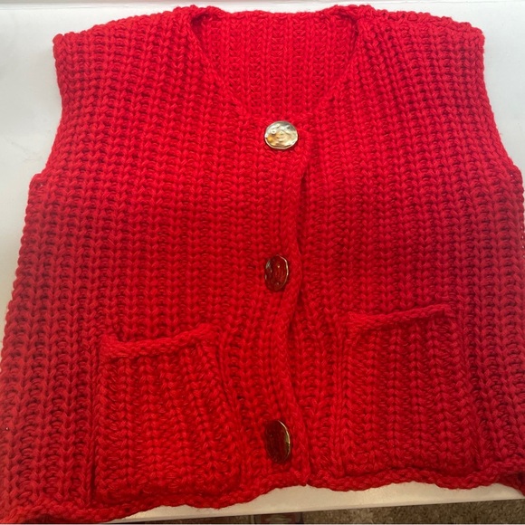 Vibrant Red V-Neck Sweater Vest - Picture 5 of 5